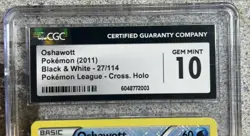 Oshawott 27/114 Cross Holo Pokemon League CGC 10 - Image 2