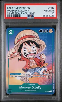2023 ONE PIECE PROMOS CAMPAIGN EXCLUSIVE #037 MONKEY D. LUFFY PSA 10 - Image 1
