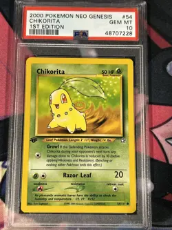 2000 Pokemon Neo Genesis Chikorita 1st Edition 54/111 PSA 10 GEM MT - Image 1