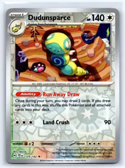 Dudunsparce 129/162 Rare Temporal Forces Pokemon Reverse Holo Lightly Played - Image 1