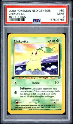 2000 POKEMON NEO GENESIS 1ST EDITION #53 CHIKORITA PSA 9 - Image 1