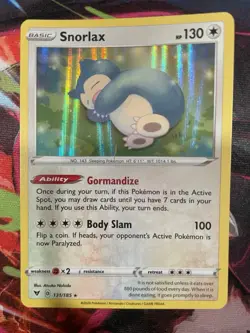 Snorlax 131/185 SWSH04: Vivid Voltage Holo Rare 130 HP English 2020 - Image 1
