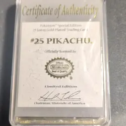 Pikachu #25 23 Karat Gold Plated Trading Card Limited Edition Special Edition - Image 3
