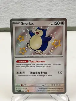 Pokemon TCG Snorlax 202/091 Shiny Holo Rare Paldean Fates Mint Condition - Image 1