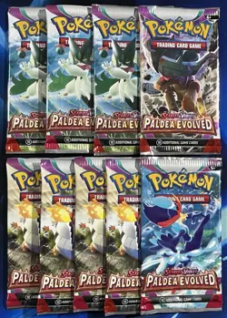 Pokemon Scarlet & Violet Paldea Evolved Booster Pack Lot X9 Mixed SV 02 - Image 1