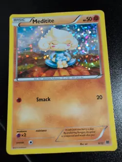 Pokemon - Meditite - McDonalds 2015 Promo 9/12 - Confetti Holo - Lightly Played - Image 1