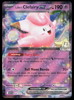 Lillie's Clefairy ex 076/217 NM Ascended Heroes Double Rare Pokemon - Image 1