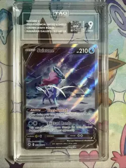 Pokemon TCG Suicune V GG38/GG70 Crown Zenith Galarian Gallery Tag 9 Mint - Image 1