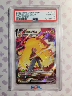 2022 Pokemon TCG Pikachu VMAX TG17/TG30 Lost Origin Holo PSA 10 Gem Mint - Image 1