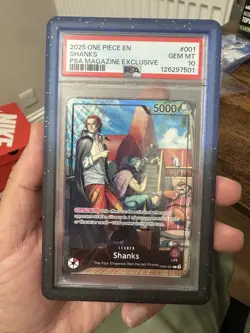 2025 ONE PIECE PROMO PSA MAGAZINE EXCLUSIVE SHANKS OP09-001 PSA 10 With Guard - Image 1