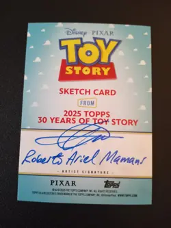 2025 Topps Disney Pixar 30 Years of Toy Story Big Baby Sketch Art Card SSP #1/1 - Image 2
