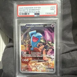 2025 POKEMON SVP EN-SV BLACK STAR PROMO #203 TEAM ROCKET'S WOBBUFFET PSA 9 - Image 1