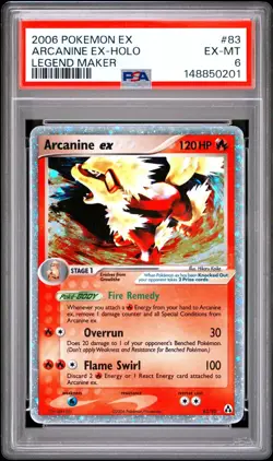 2006 Pokemon EX Legend Maker Arcanine Holo #83/92 PSA 6 - Image 1
