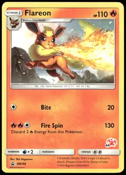 Flareon (#44 Charizard Stamped) SM186 Promo Battle Academy Pokemon Near Mint - Image 1