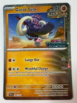 Great Tusk 096/162 Cosmo Holo Temporal Forces Stamped Promo Pokemon Card - Image 1