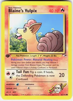 Blaine's Vulpix 65/132 Common Gym Heroes Pokemon 1st Edition NM 01-03-05 - Image 1
