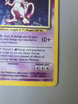 Pokemon TCG Mewtwo 10/102 Base Set Unlimited Holo Rare English 1999 WOTC - HP - Image 4