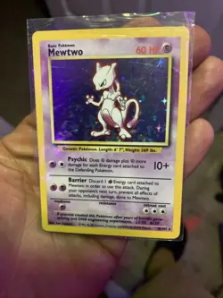 Pokemon TCG Mewtwo 10/102 Base Set Unlimited Holo Rare HP - Image 1