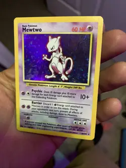 Pokemon TCG Mewtwo 10/102 Base Set Unlimited Holo Rare HP - Image 2