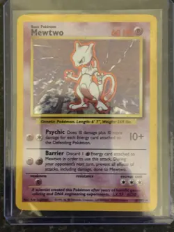 Pokemon TCG Mewtwo Base Set 10/102 Holo Unlimited Holo Rare HP Condition - Image 1