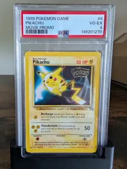 1999 Pokemon TCG Pikachu PSA 4 First Movie Black Star Promo Card No 4 - Image 1