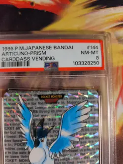 Pokemon Card Articuno Arktos Carddass 1996 Green Prism Holo Banda Japanese PSA 8 - Image 4