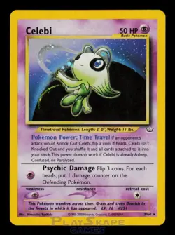 Pokemon Card Celebi 3/64 Neo Revelation Unlimited Vintage WOTC Holo Rare LP 2001 - Image 1