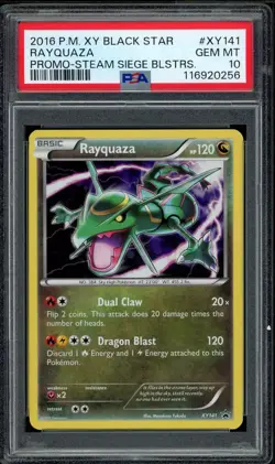 2016 PSA 10 Pokemon XY141 Rayquaza Holo Black Star Promo Card Steam Siege Blist - Image 1
