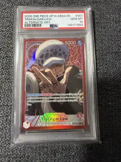 One Piece En Trafalgar Law Alternate Art EB04 OP14-001 PSA 10 Gem Mint - Image 1
