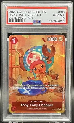 One Piece PRB01 #006 Eng Tony Tony Chopper Alt Art Foil PSA 10 - Image 1