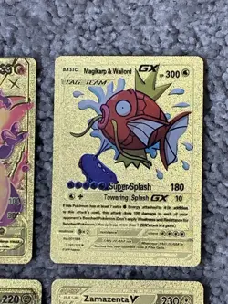 Set of 4 Pokemon Charizard,Magikarp,Zacian&Zamazenta Gold Foil Fan Art Cards - Image 3