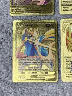 Set of 4 Pokemon Charizard,Magikarp,Zacian&Zamazenta Gold Foil Fan Art Cards - Image 4