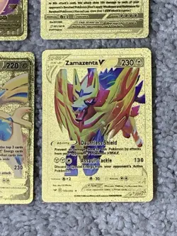 Set of 4 Pokemon Charizard,Magikarp,Zacian&Zamazenta Gold Foil Fan Art Cards - Image 5