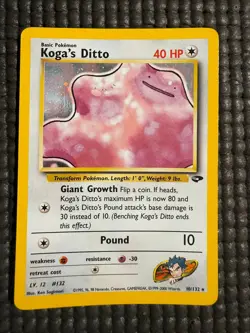 Pokemon Card Koga's Ditto Gym Challenge 10/132 Holo MP - Image 1