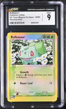 CGC 9 MINT Bulbasaur 2004 EX Team Magma Vs Aqua 39/95 Reverse Holo Pokemon Card - Image 1