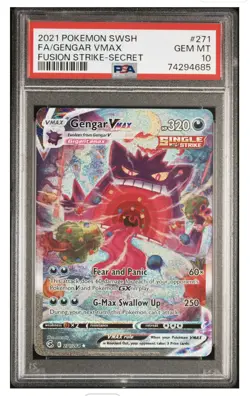 PSA 10 Gengar VMAX 271/264 Alternate Alt Art Fusion Strike 2021 Pokemon Card - Image 1