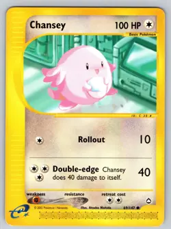 Chansey 69/147 Common Aquapolis Pokemon Lightly Played - Image 1