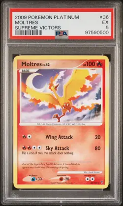 2009 POKEMON PLATINUM SUPREME VICTORS #36 MOLTRES PSA 5 POP 23! - Image 1