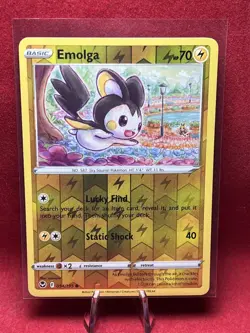 2022 Pokemon Card **Emolga** Silver Tempest Set 054/195 Reverse Holo - Common - Image 1