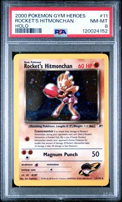 Pokemon Gym Heroes Rocket's Hitmonchan 11/132 PSA 8 - Image 1