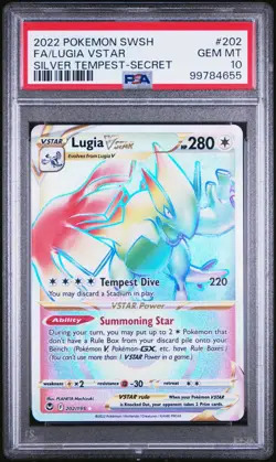 Lugia VSTAR 202/195 PSA 10 Rainbow Secret Rare | Pokemon SWSH Silver Tempest - Image 1