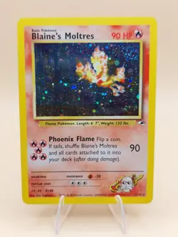 Blaine's Moltres Gym Heroes Holo Rare No. 1/132 Pokemon - 2000 SWIRL - Image 1
