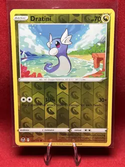 2022 Pokemon Card **Dratini** Silver Tempest Set 129/195 Reverse Holo - Common - Image 1