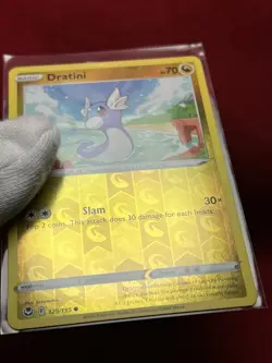2022 Pokemon Card **Dratini** Silver Tempest Set 129/195 Reverse Holo - Common - Image 3