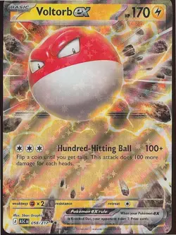 VOLTORB EX 058/217 HOLO DOUBLE RARE ASCENDED HEROES POKEMON NEAR MINT - Image 1