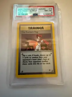2000 Pokemon Gym Heroes Holo The Rockets Trap PSA 8 NM-MT - Image 1