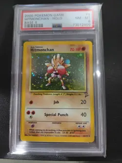2000 POKEMON BASE SET 2 #8 HITMONCHAN-HOLO PSA 8 - Image 1