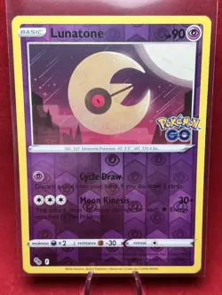 2022 pokemon Card *Lunatone* Pokemon GO Set No. 034/078 Reverse Holo - Uncommon - Image 1