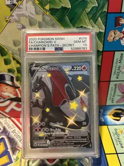 2020 Pokemon SWSH Champion's Path Secret #079/73 FA Charizard V PSA 10 GEM MINT - Image 1