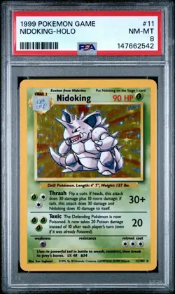 PSA 8 - Nidoking #11 / 102 Base Set Holo - Pokemon 1999 - New Cert 2026 - Image 1